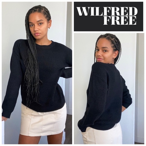 Aritzia Sweaters - WILFRED FREE Black Isabelli Waffle Knit Sweater